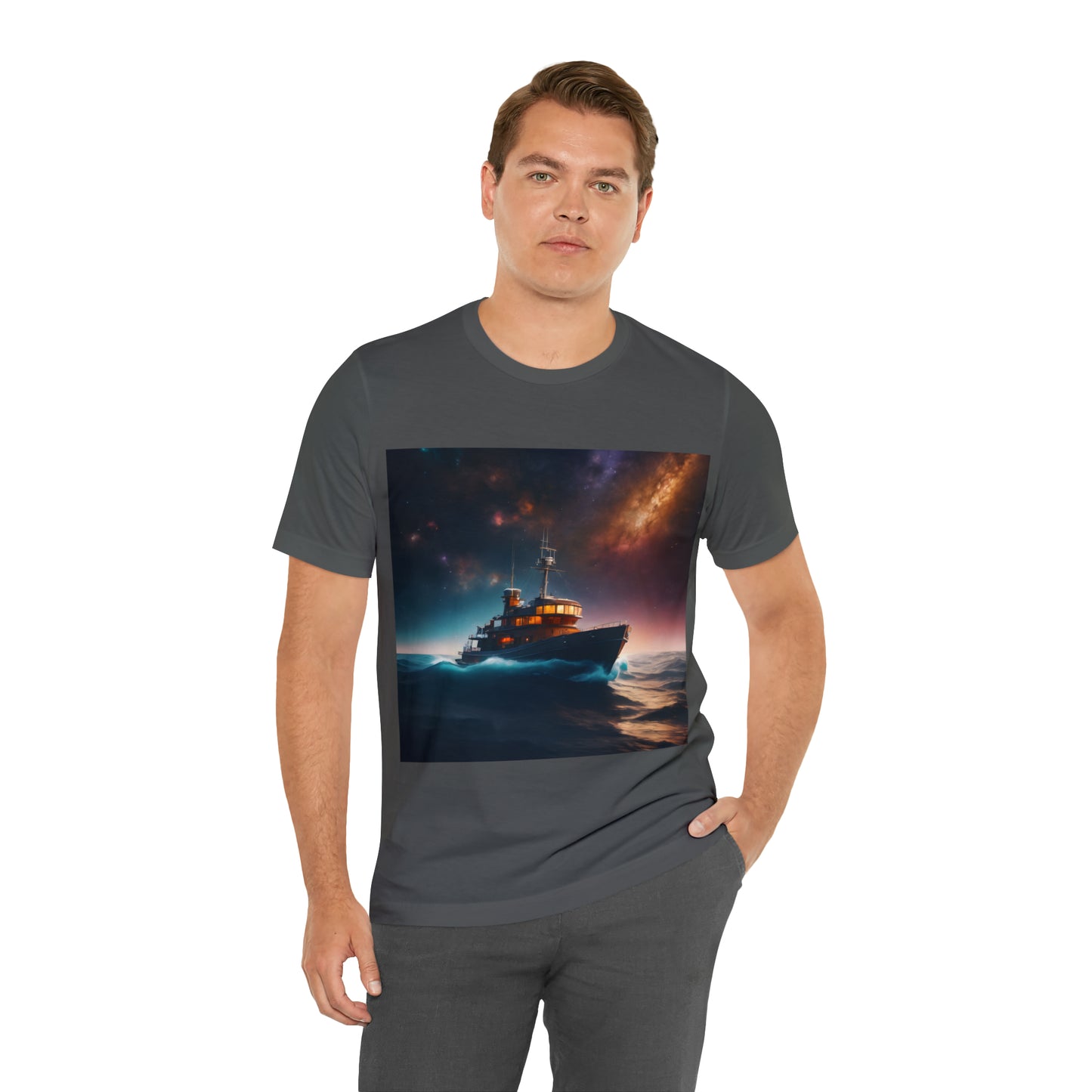 Cosmic Boat on Waters Unisex Short Sleeve T-Shirt