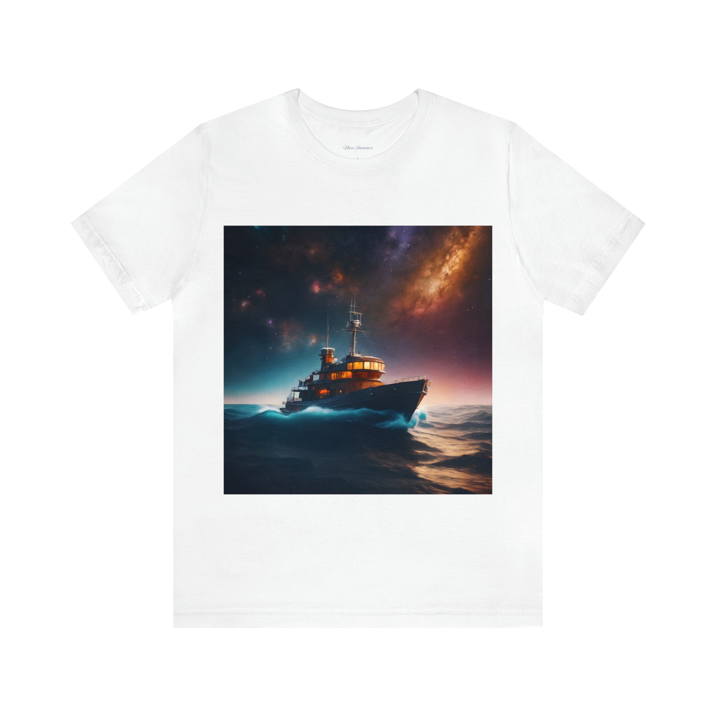 Cosmic Boat on Waters Unisex Short Sleeve T-Shirt