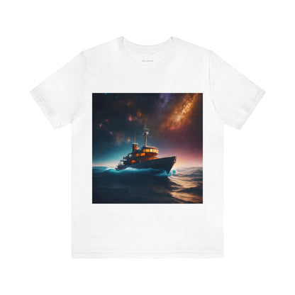 Cosmic Boat on Waters Unisex Short Sleeve T-Shirt