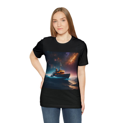 Cosmic Boat on Waters Unisex Short Sleeve T-Shirt