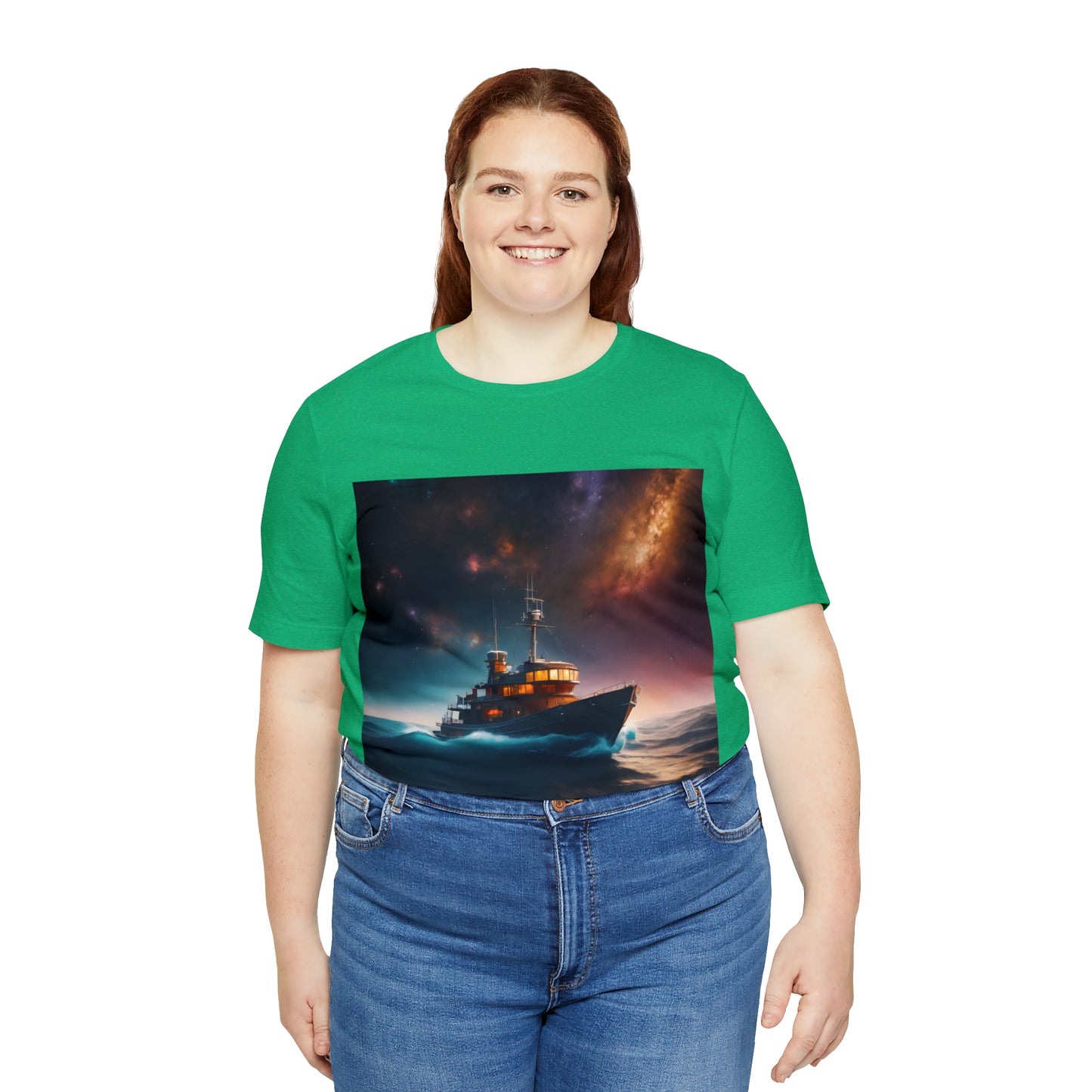 Cosmic Boat on Waters Unisex Short Sleeve T-Shirt