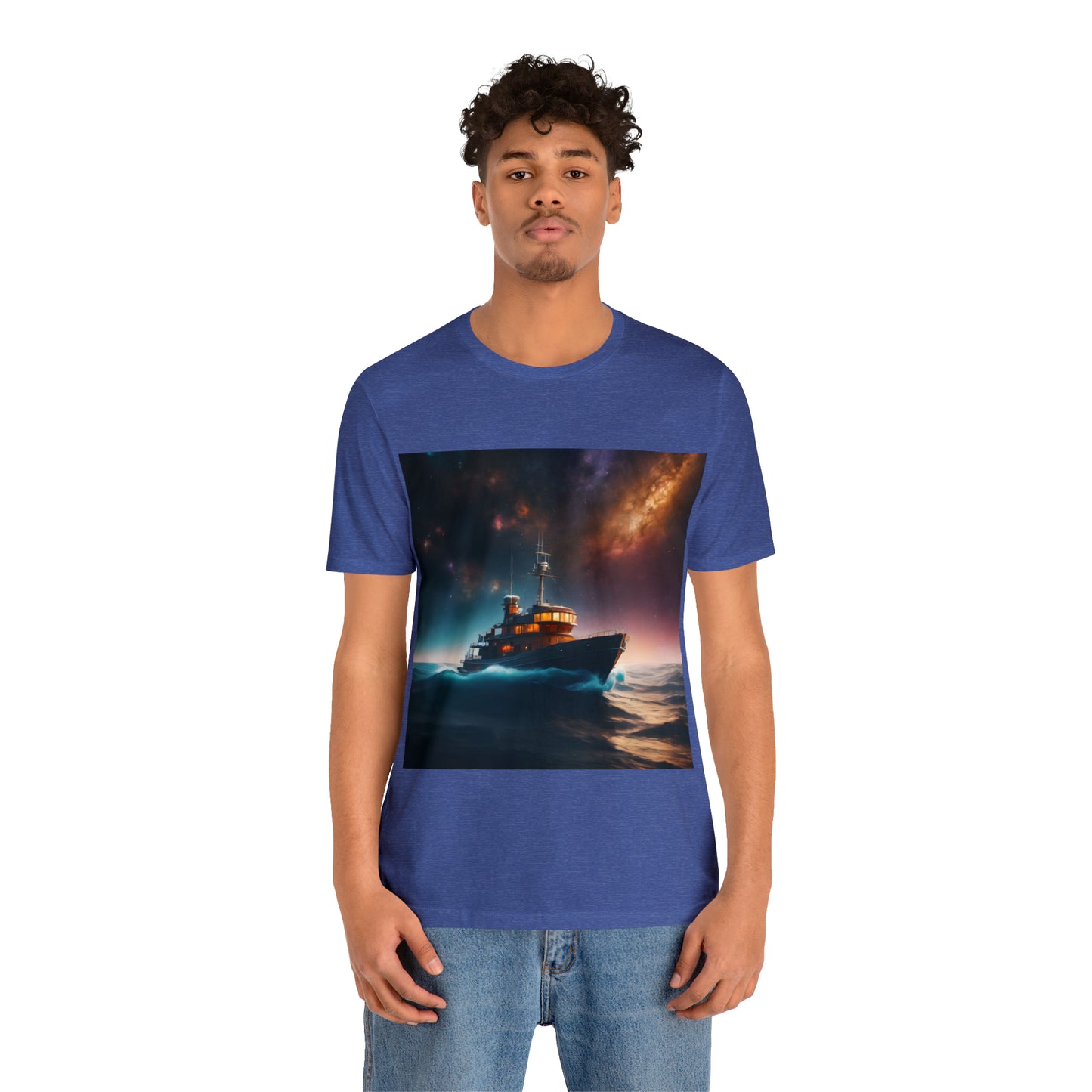 Cosmic Boat on Waters Unisex Short Sleeve T-Shirt