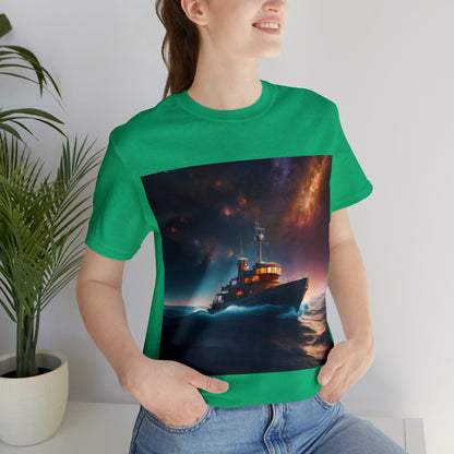 Cosmic Boat on Waters Unisex Short Sleeve T-Shirt