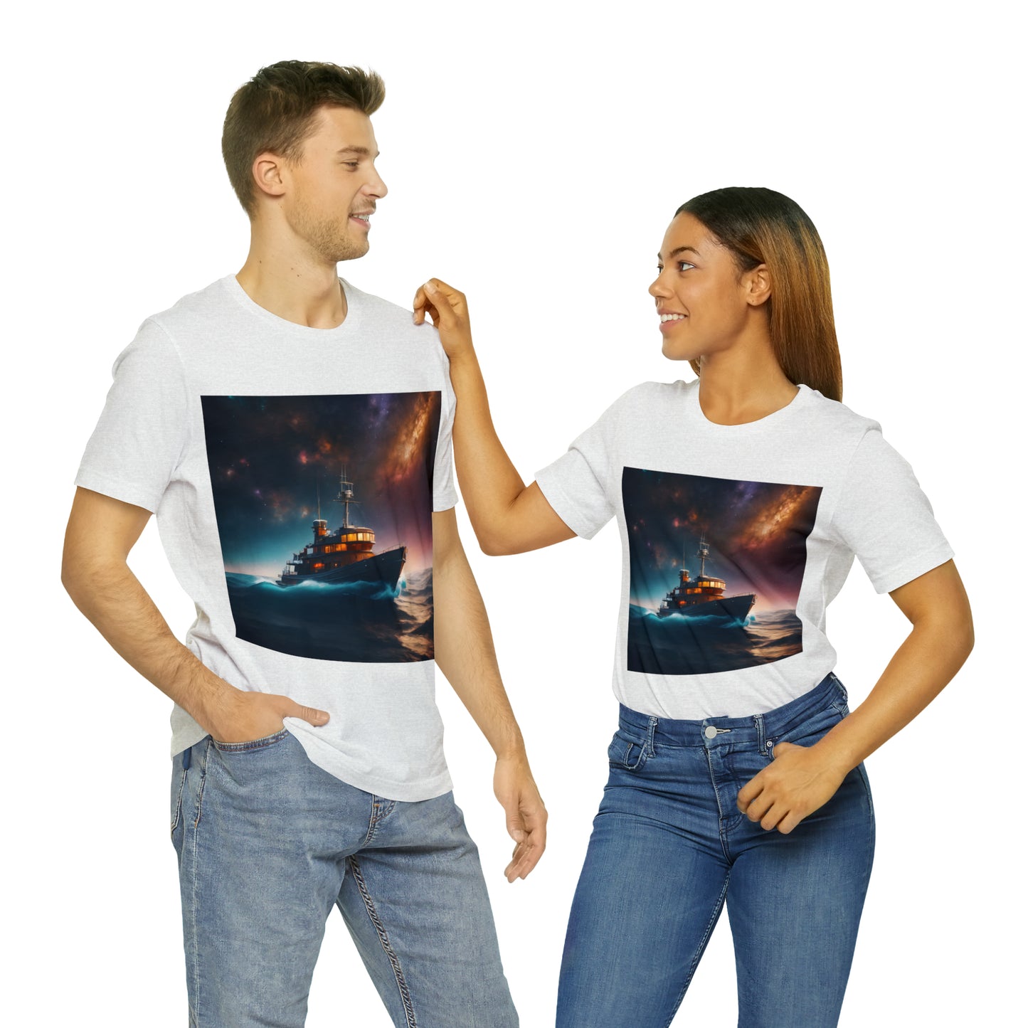 Cosmic Boat on Waters Unisex Short Sleeve T-Shirt