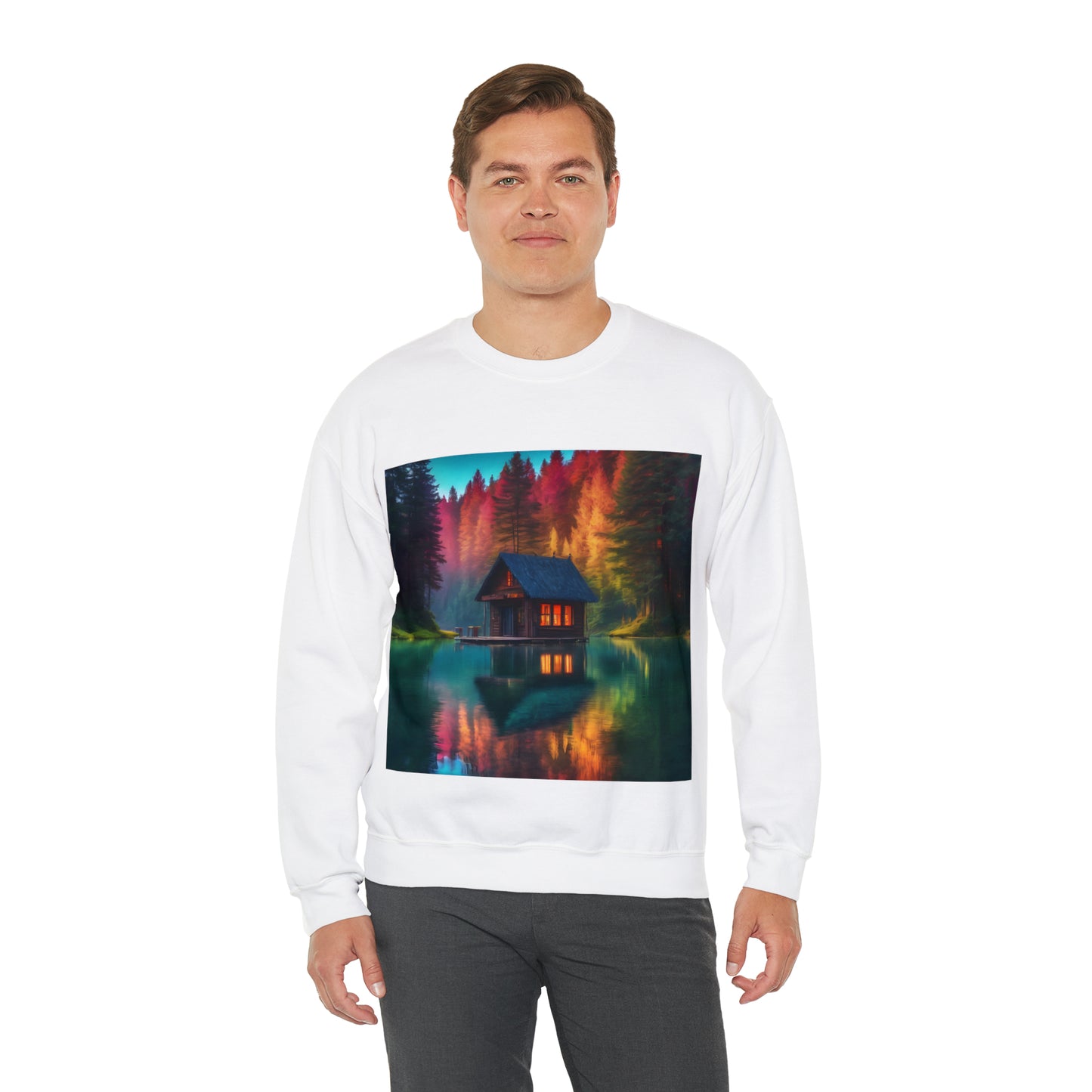 Cabin In Waters of Enchanted Forest Unisex Sweatshirt