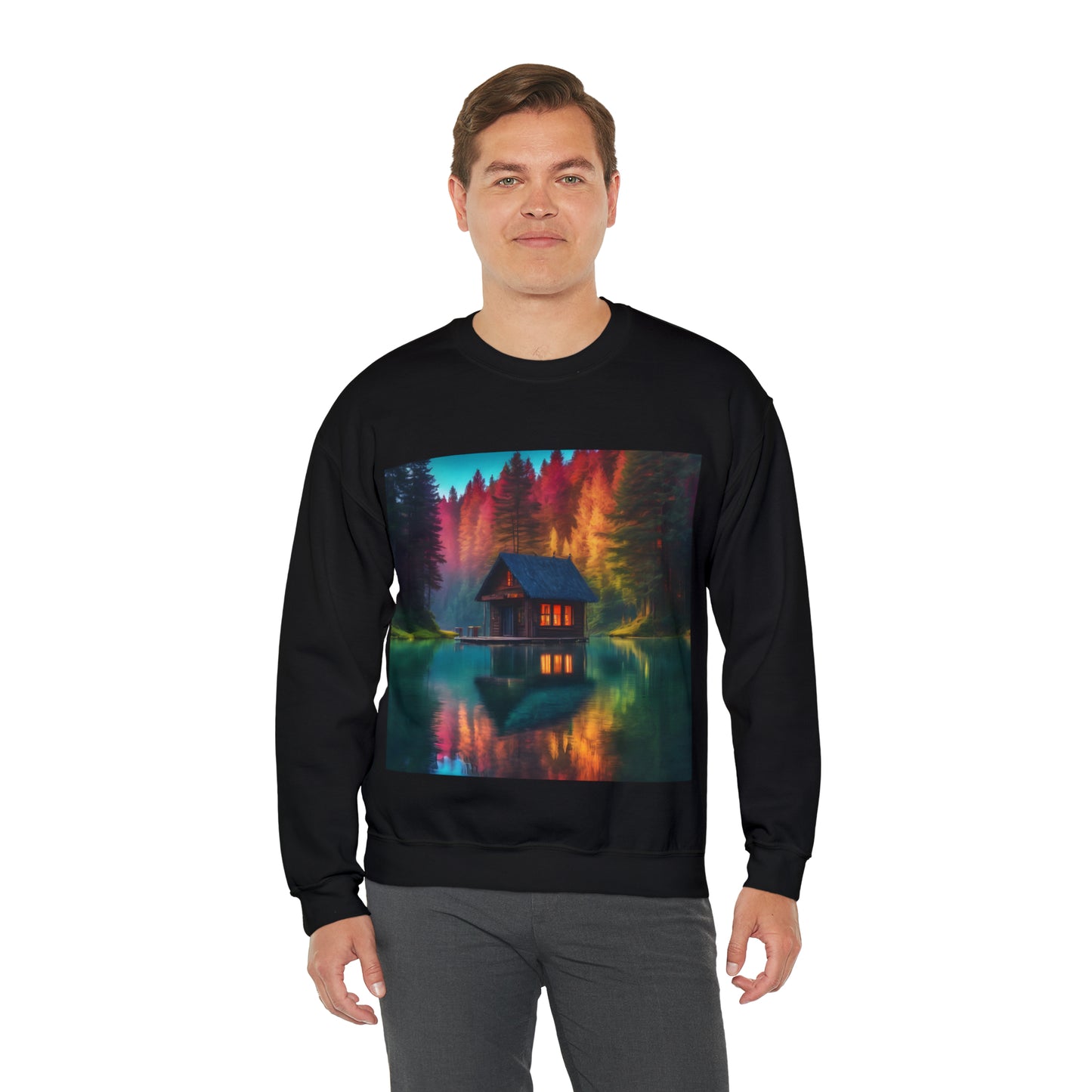 Cabin In Waters of Enchanted Forest Unisex Sweatshirt