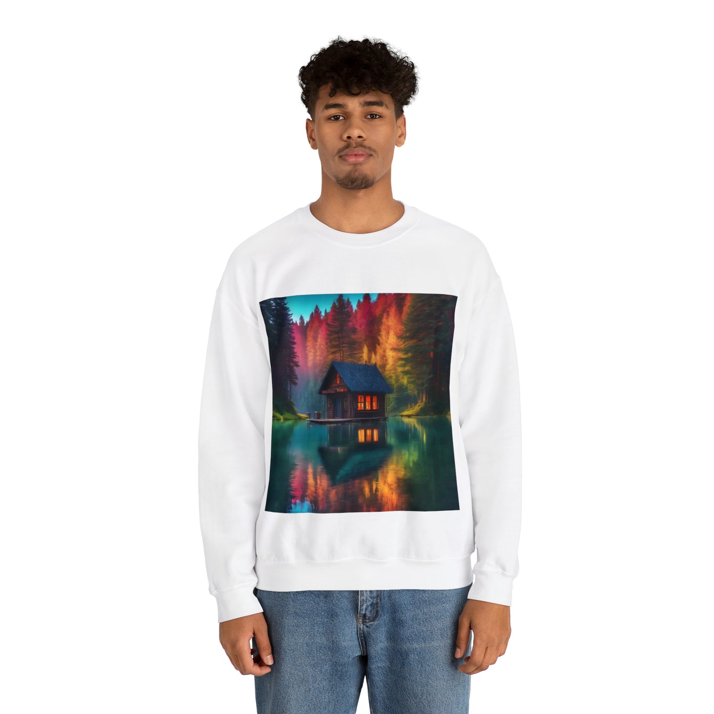 Cabin In Waters of Enchanted Forest Unisex Sweatshirt