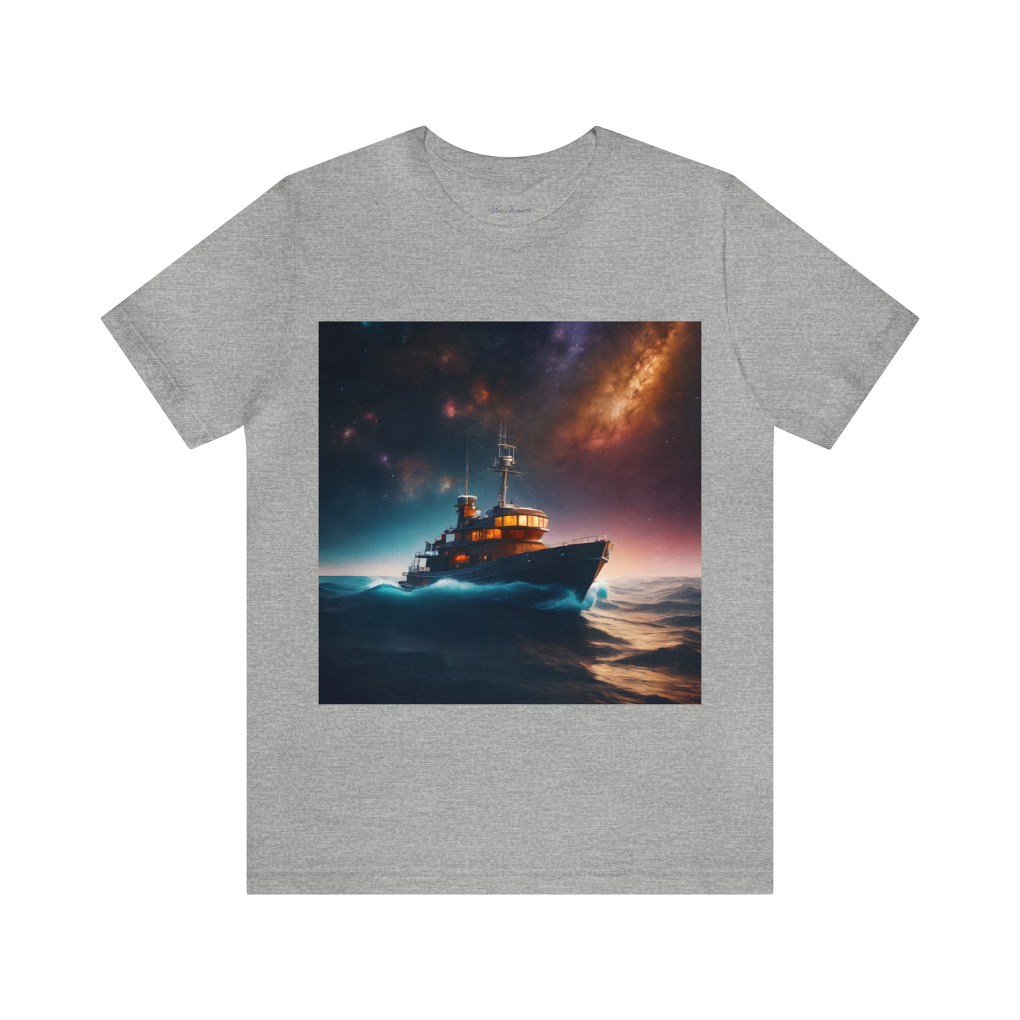 Cosmic Boat on Waters Unisex Short Sleeve T-Shirt