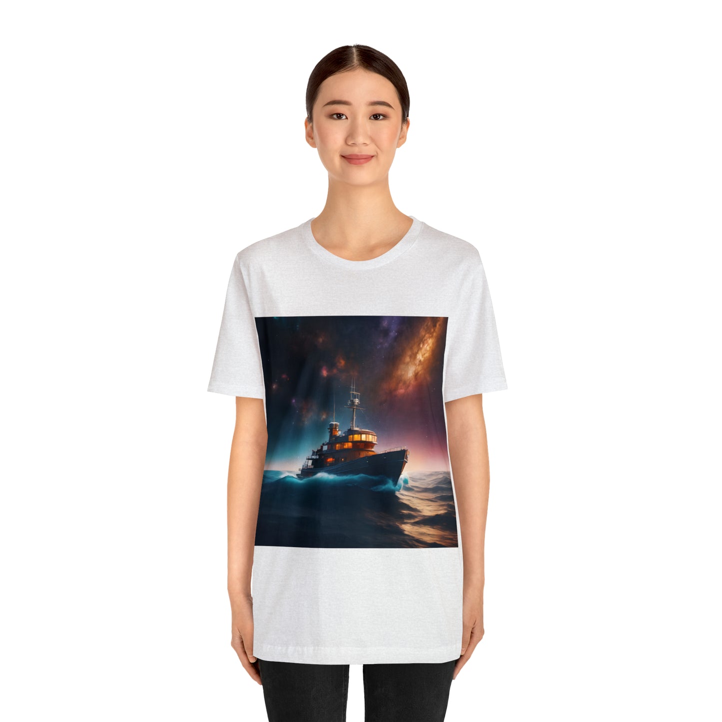 Cosmic Boat on Waters Unisex Short Sleeve T-Shirt