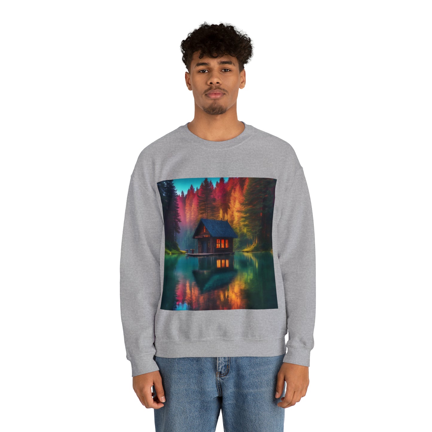 Cabin In Waters of Enchanted Forest Unisex Sweatshirt