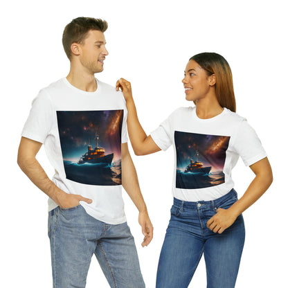 Cosmic Boat on Waters Unisex Short Sleeve T-Shirt