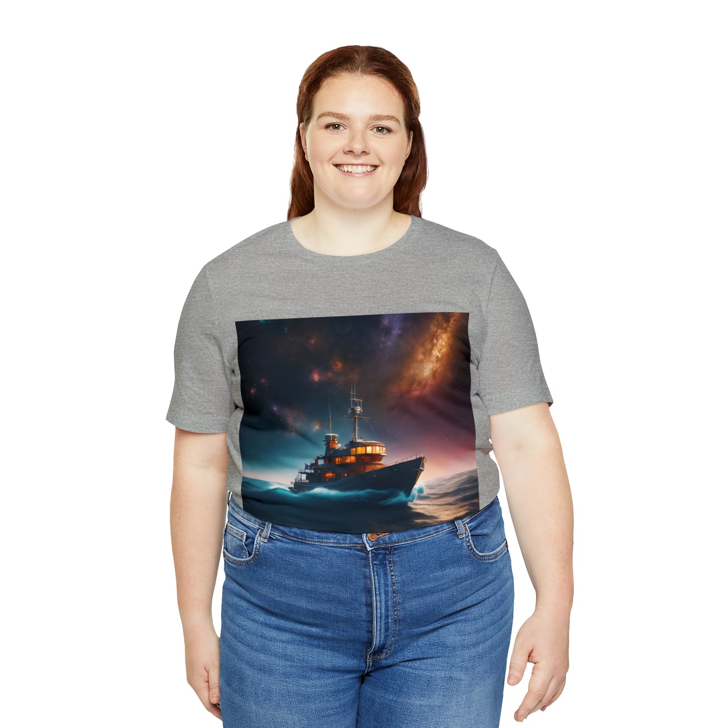 Cosmic Boat on Waters Unisex Short Sleeve T-Shirt