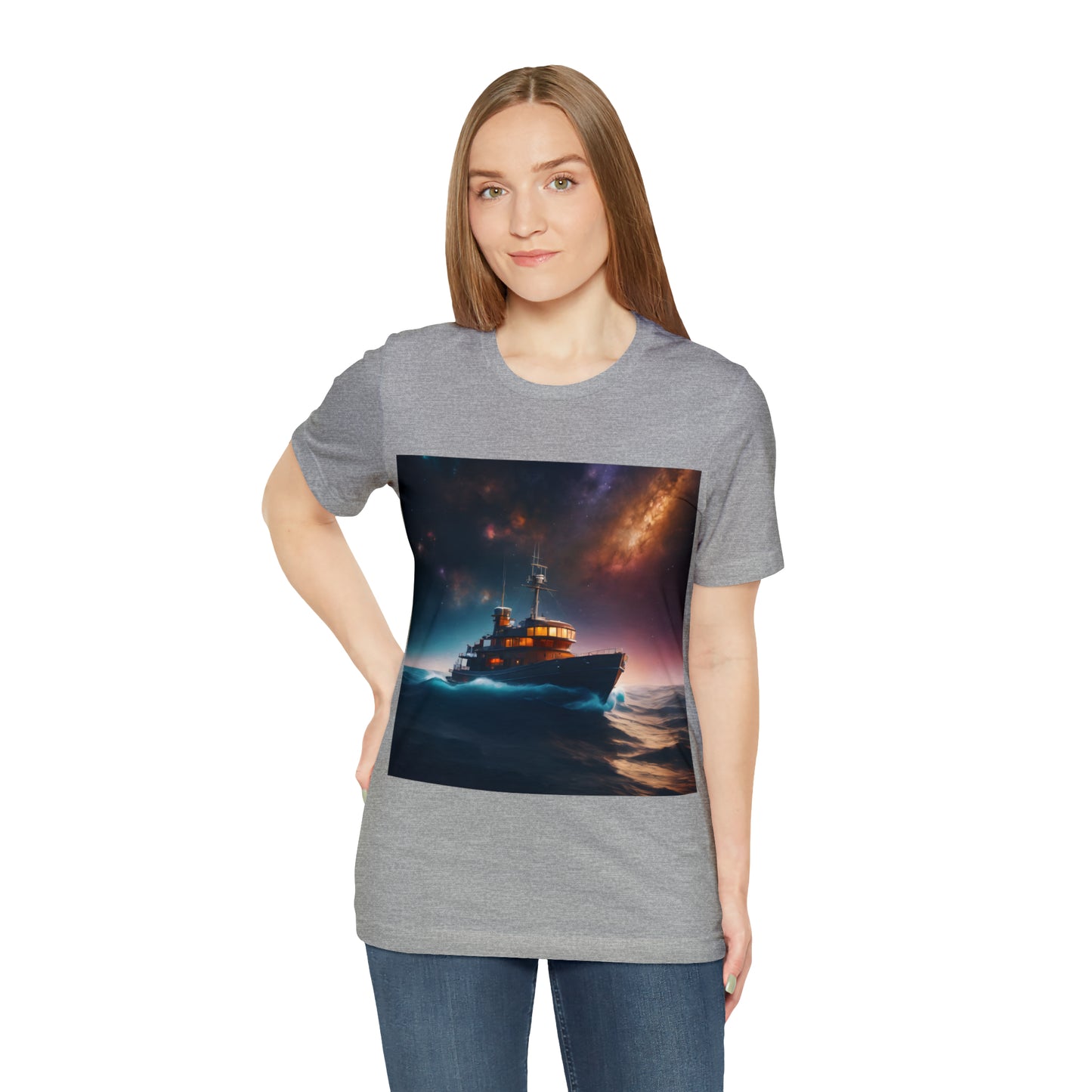 Cosmic Boat on Waters Unisex Short Sleeve T-Shirt