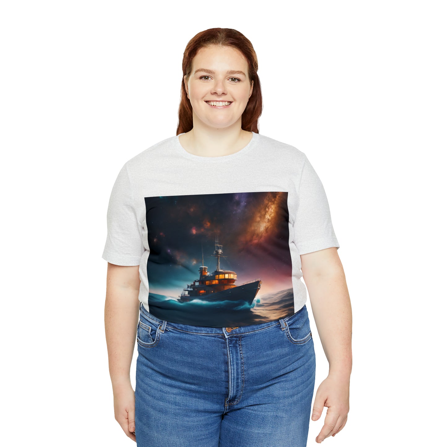 Cosmic Boat on Waters Unisex Short Sleeve T-Shirt