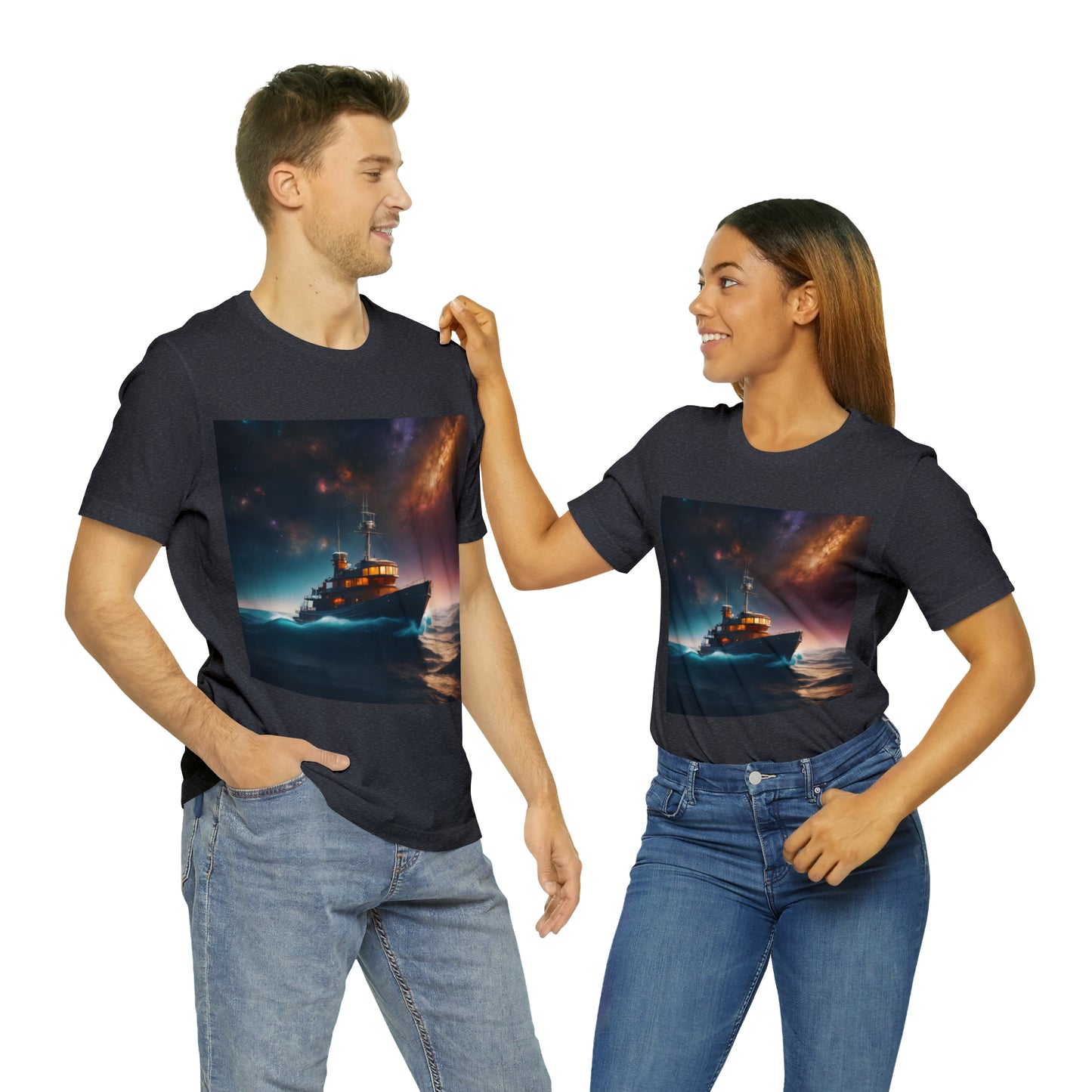 Cosmic Boat on Waters Unisex Short Sleeve T-Shirt