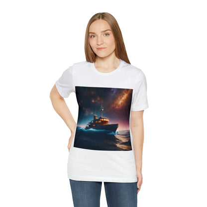 Cosmic Boat on Waters Unisex Short Sleeve T-Shirt