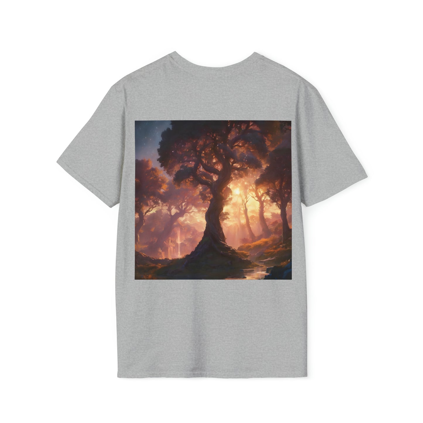 Ethereal Golden Sunset In Forest Unisex Softstyle T-Shirt