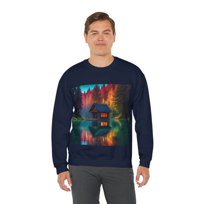 Cabin In Waters of Enchanted Forest Unisex Sweatshirt