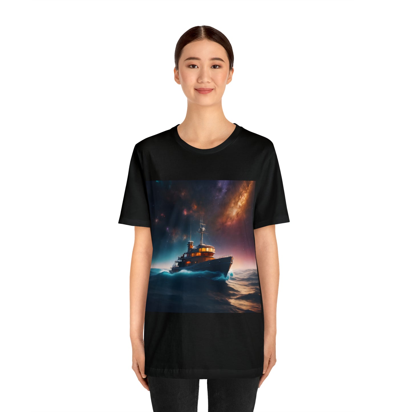 Cosmic Boat on Waters Unisex Short Sleeve T-Shirt