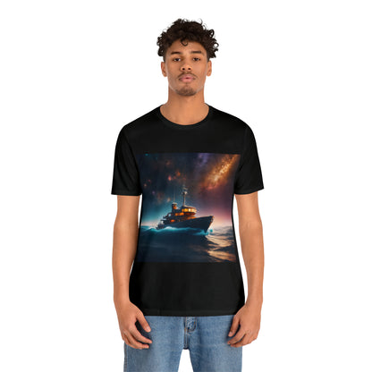 Cosmic Boat on Waters Unisex Short Sleeve T-Shirt