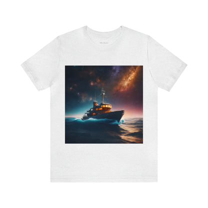 Cosmic Boat on Waters Unisex Short Sleeve T-Shirt