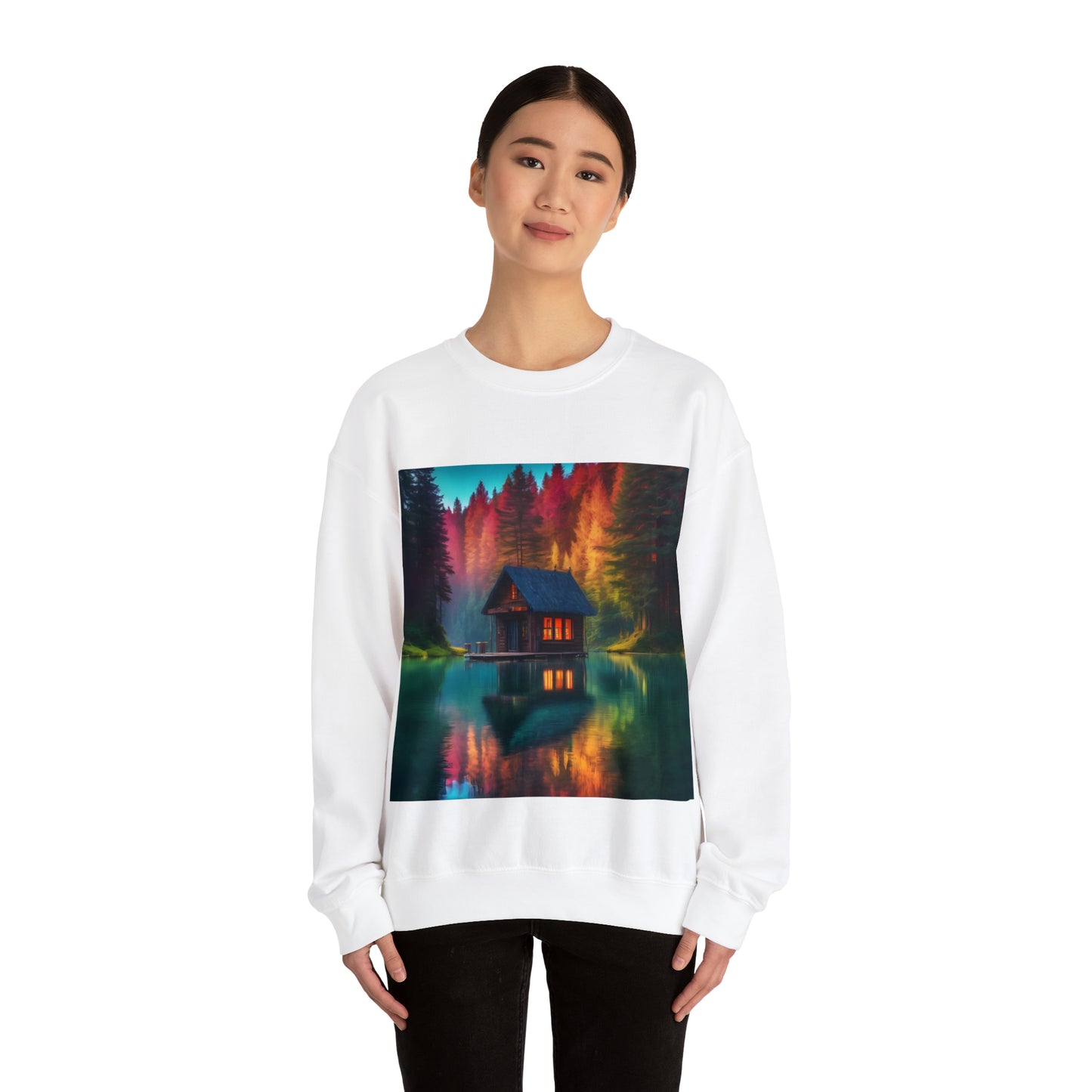 Cabin In Waters of Enchanted Forest Unisex Sweatshirt