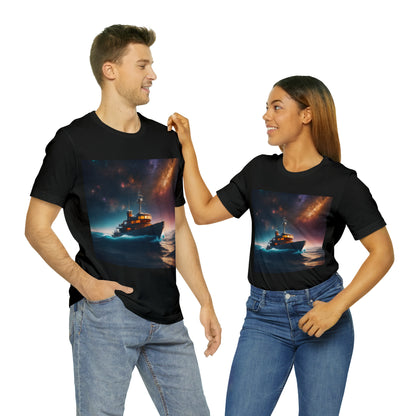 Cosmic Boat on Waters Unisex Short Sleeve T-Shirt