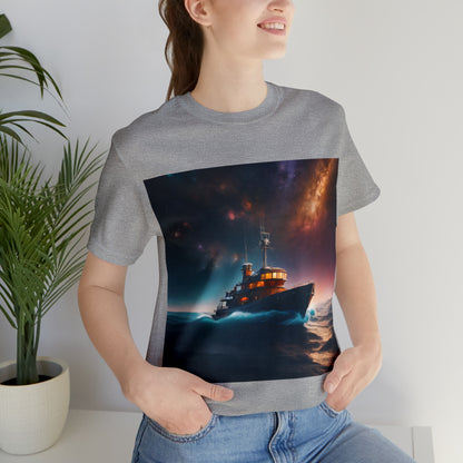 Cosmic Boat on Waters Unisex Short Sleeve T-Shirt