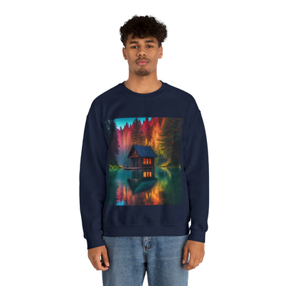 Cabin In Waters of Enchanted Forest Unisex Sweatshirt