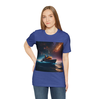 Cosmic Boat on Waters Unisex Short Sleeve T-Shirt