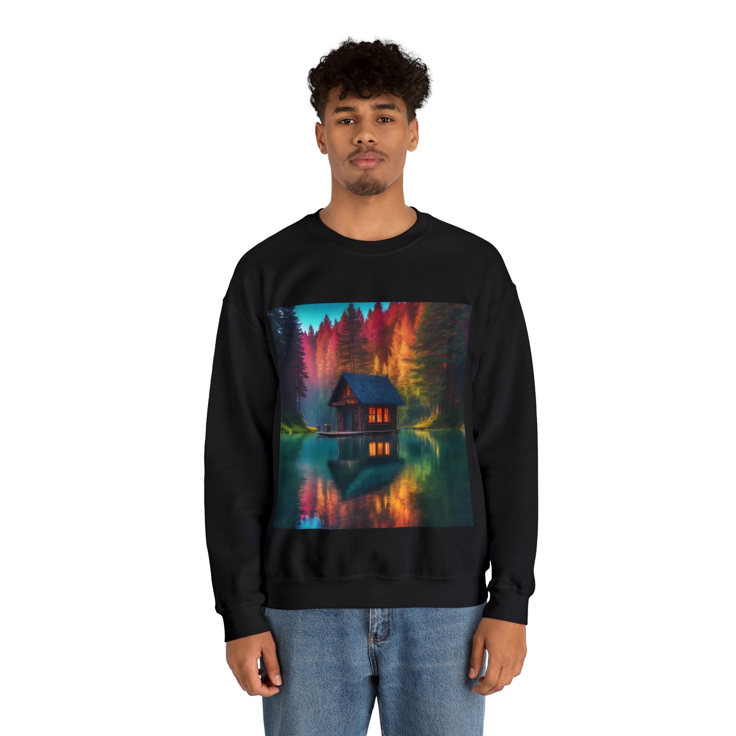 Cabin In Waters of Enchanted Forest Unisex Sweatshirt