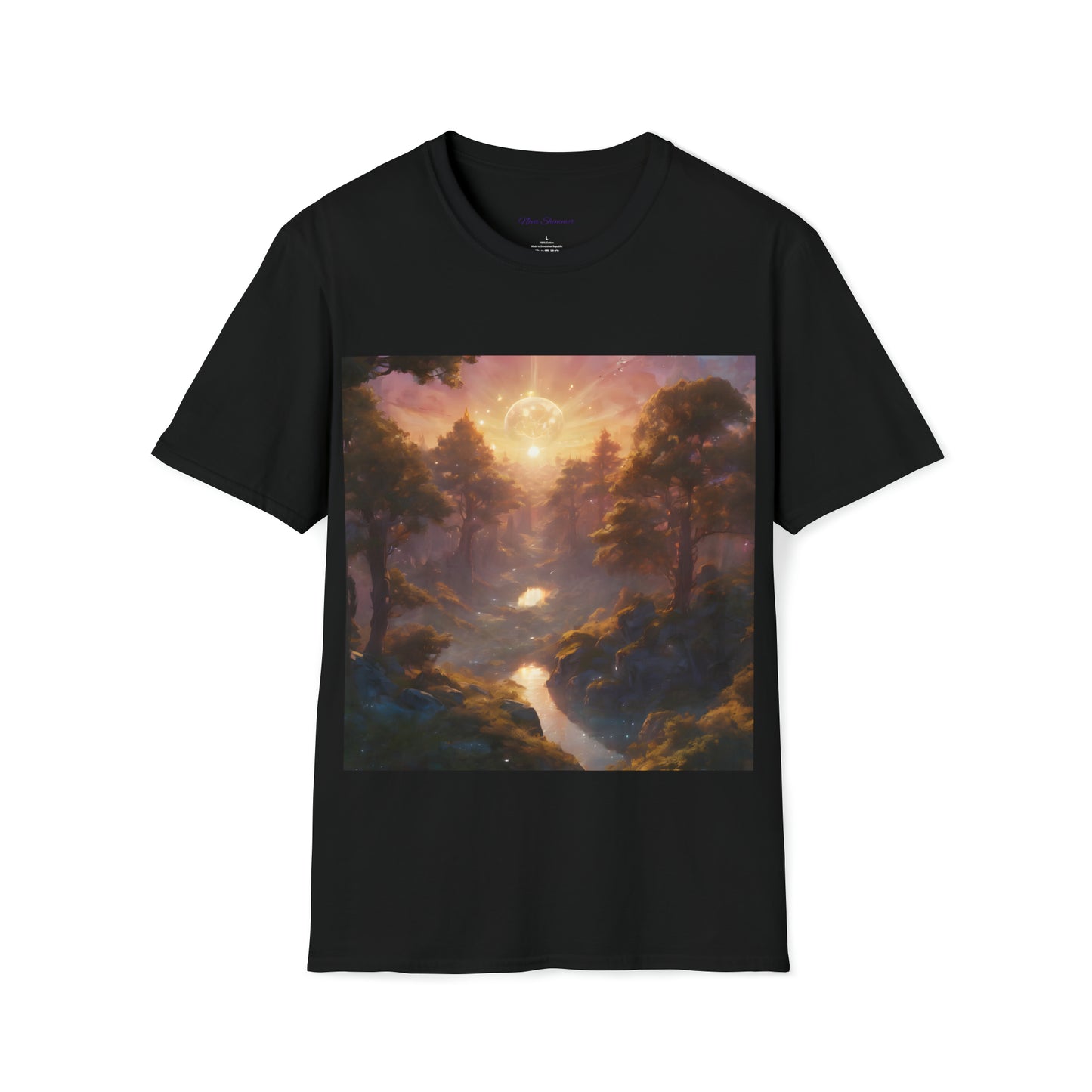 Ethereal Golden Sunset In Forest Unisex Softstyle T-Shirt