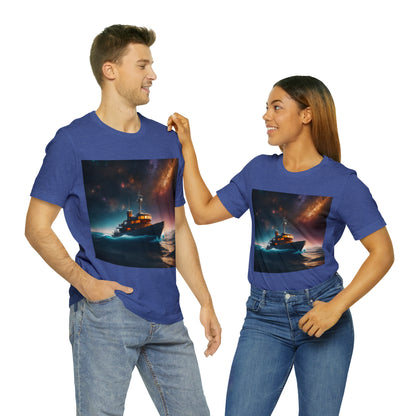 Cosmic Boat on Waters Unisex Short Sleeve T-Shirt