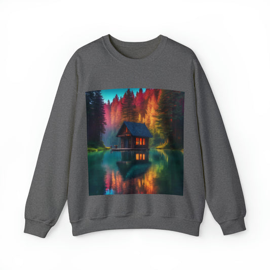 Cabin In Waters of Enchanted Forest Unisex Sweatshirt