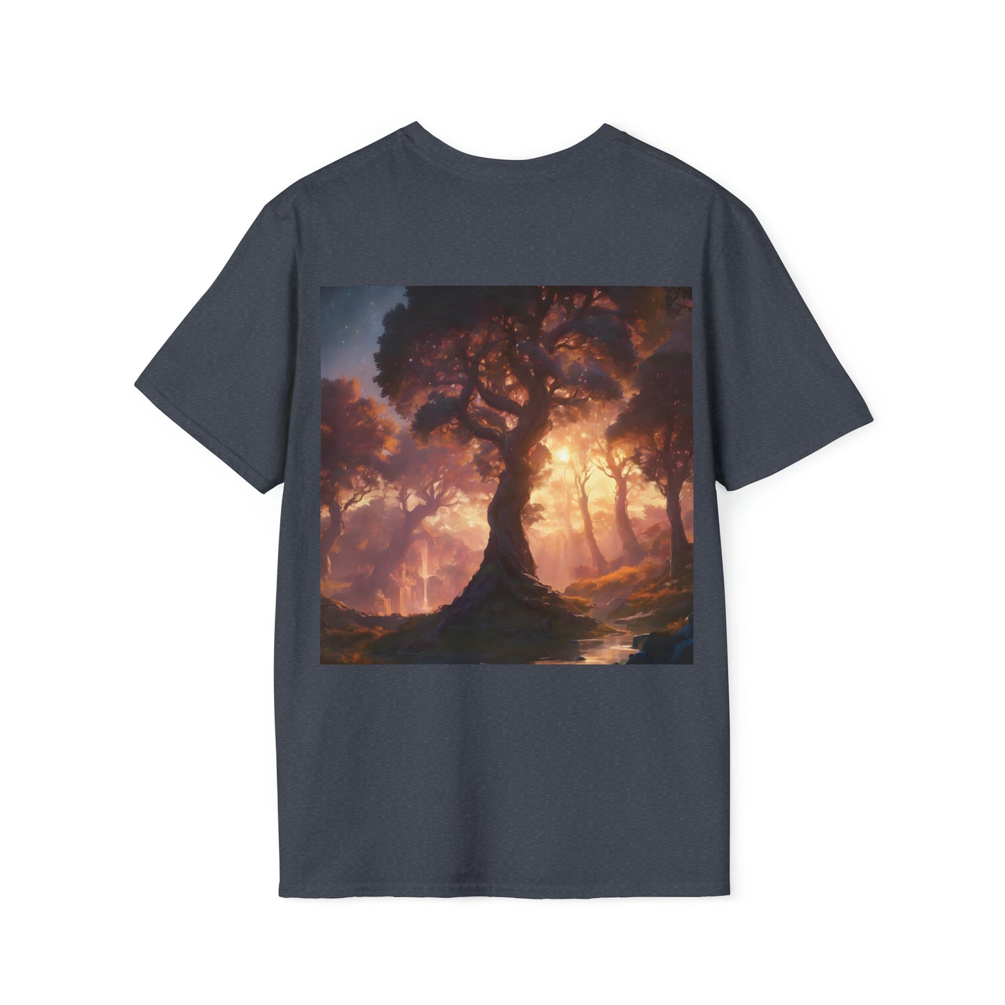 Ethereal Golden Sunset In Forest Unisex Softstyle T-Shirt