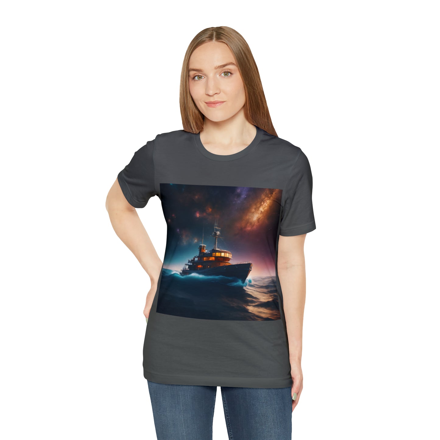 Cosmic Boat on Waters Unisex Short Sleeve T-Shirt