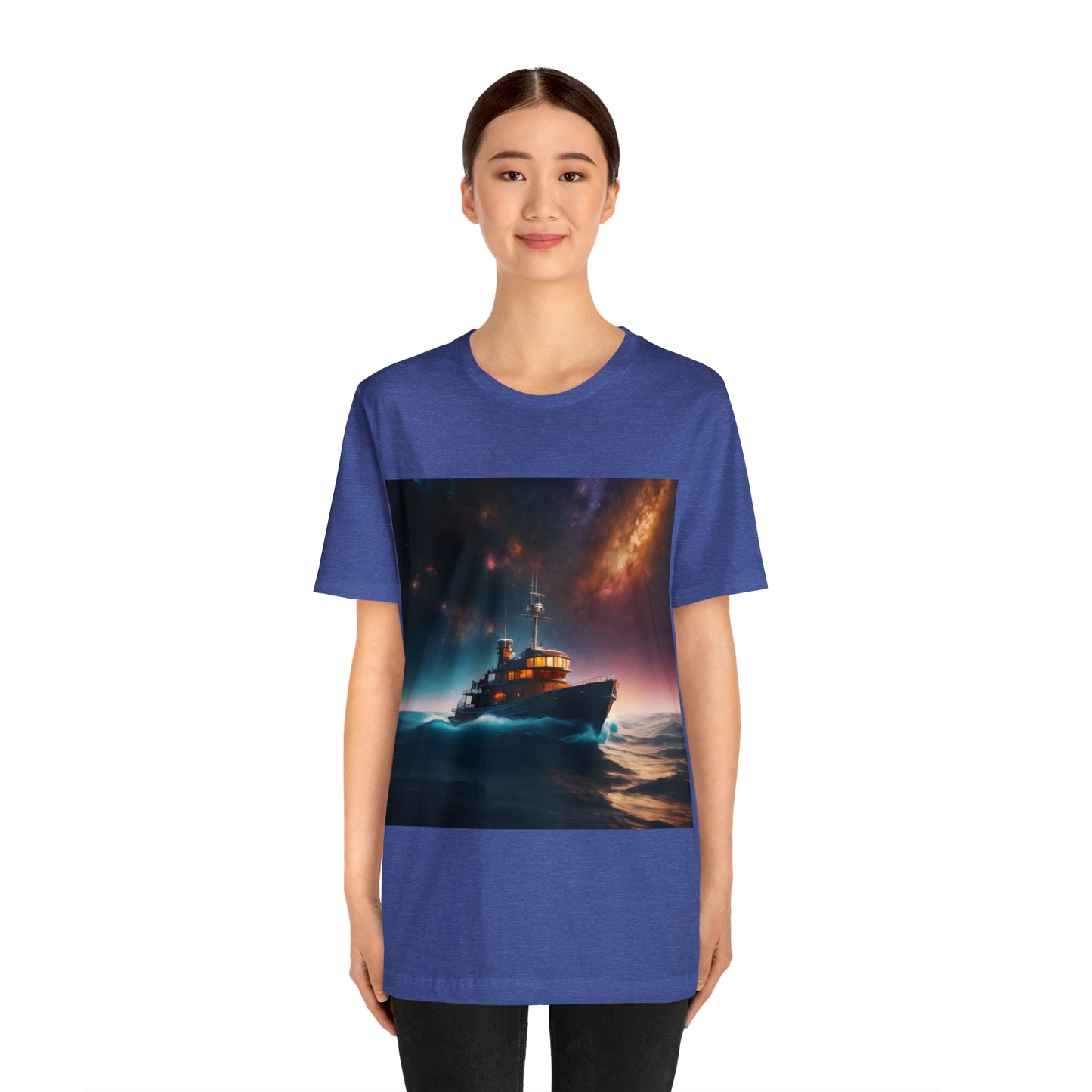 Cosmic Boat on Waters Unisex Short Sleeve T-Shirt