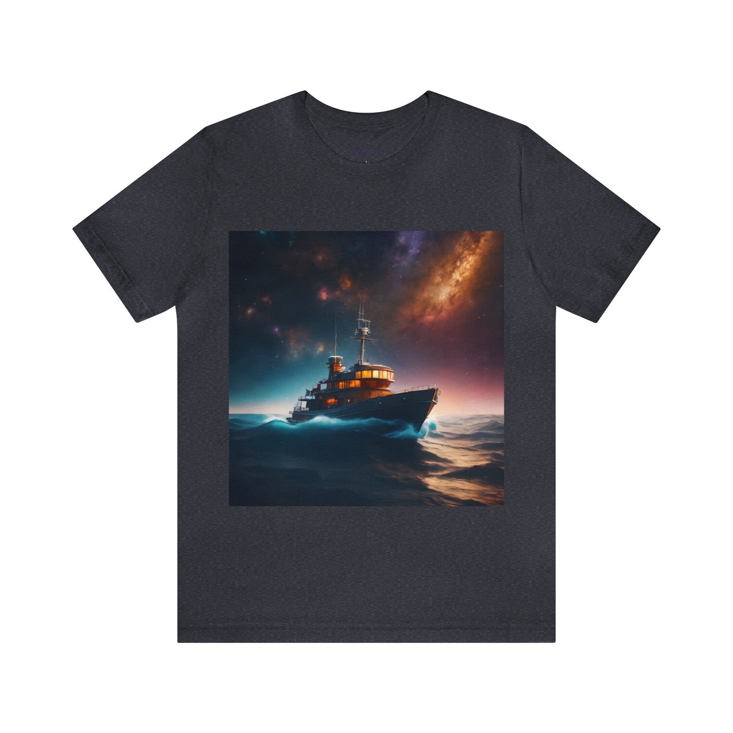 Cosmic Boat on Waters Unisex Short Sleeve T-Shirt