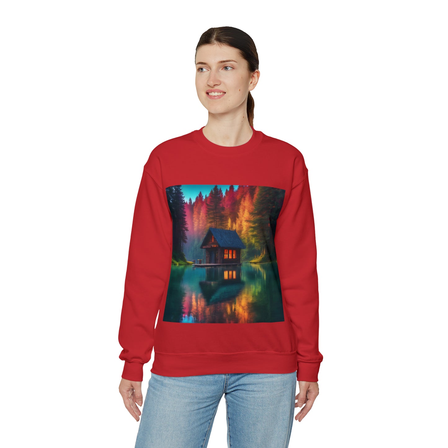 Cabin In Waters of Enchanted Forest Unisex Sweatshirt