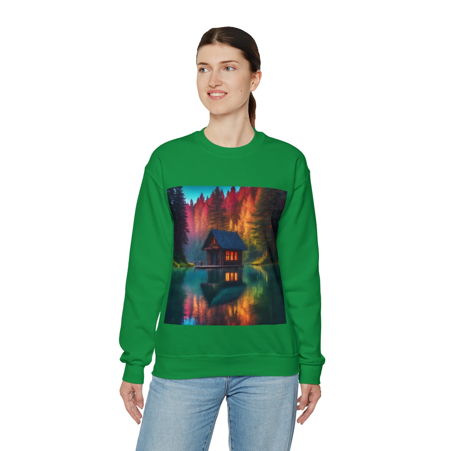 Cabin In Waters of Enchanted Forest Unisex Sweatshirt