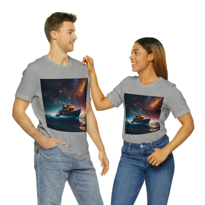 Cosmic Boat on Waters Unisex Short Sleeve T-Shirt