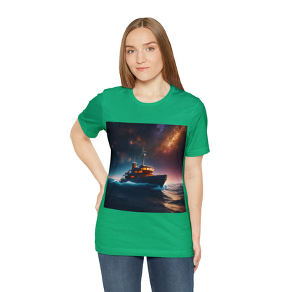 Cosmic Boat on Waters Unisex Short Sleeve T-Shirt