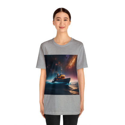 Cosmic Boat on Waters Unisex Short Sleeve T-Shirt