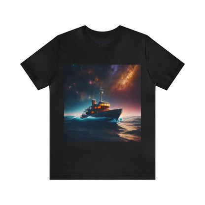 Cosmic Boat on Waters Unisex Short Sleeve T-Shirt