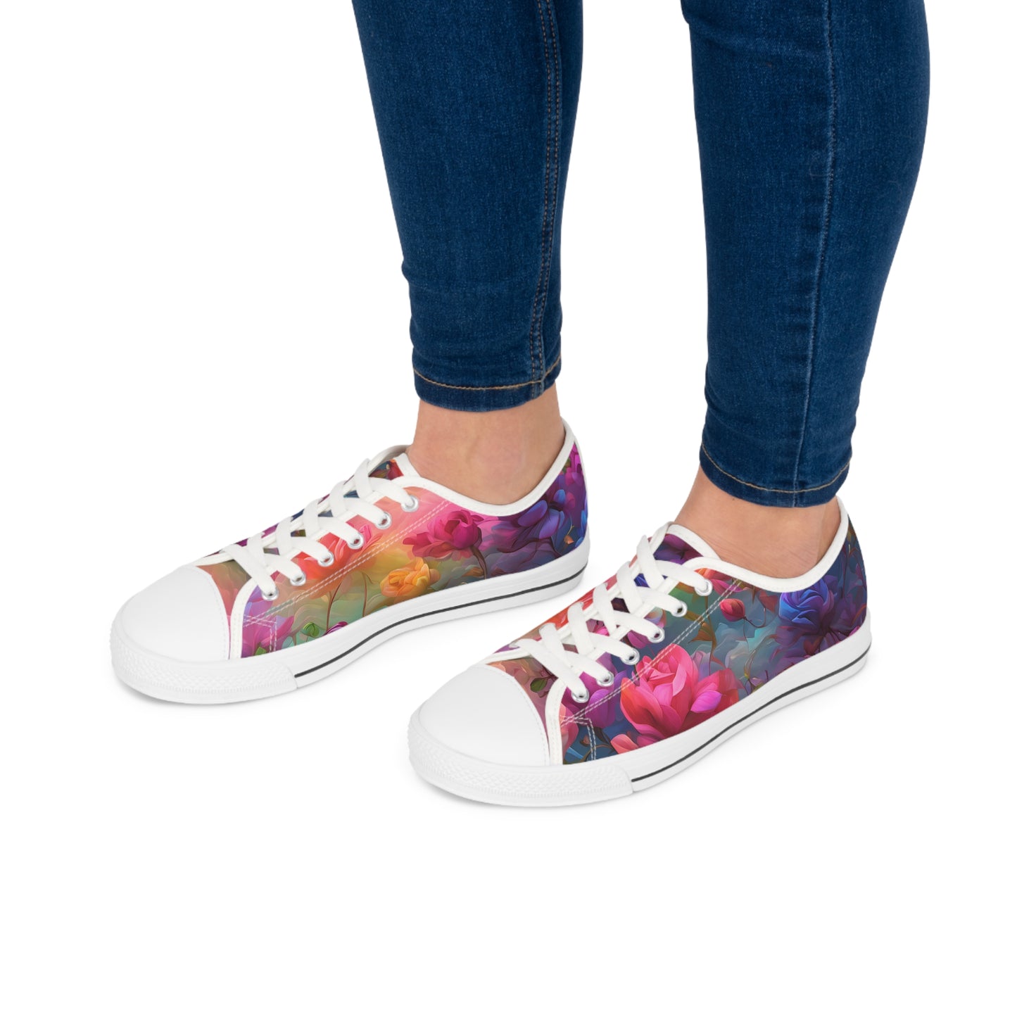 Floral Pastel Rainbow Women's Low-Top Sneakers