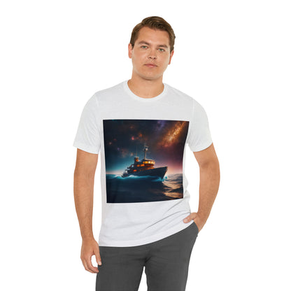 Cosmic Boat on Waters Unisex Short Sleeve T-Shirt