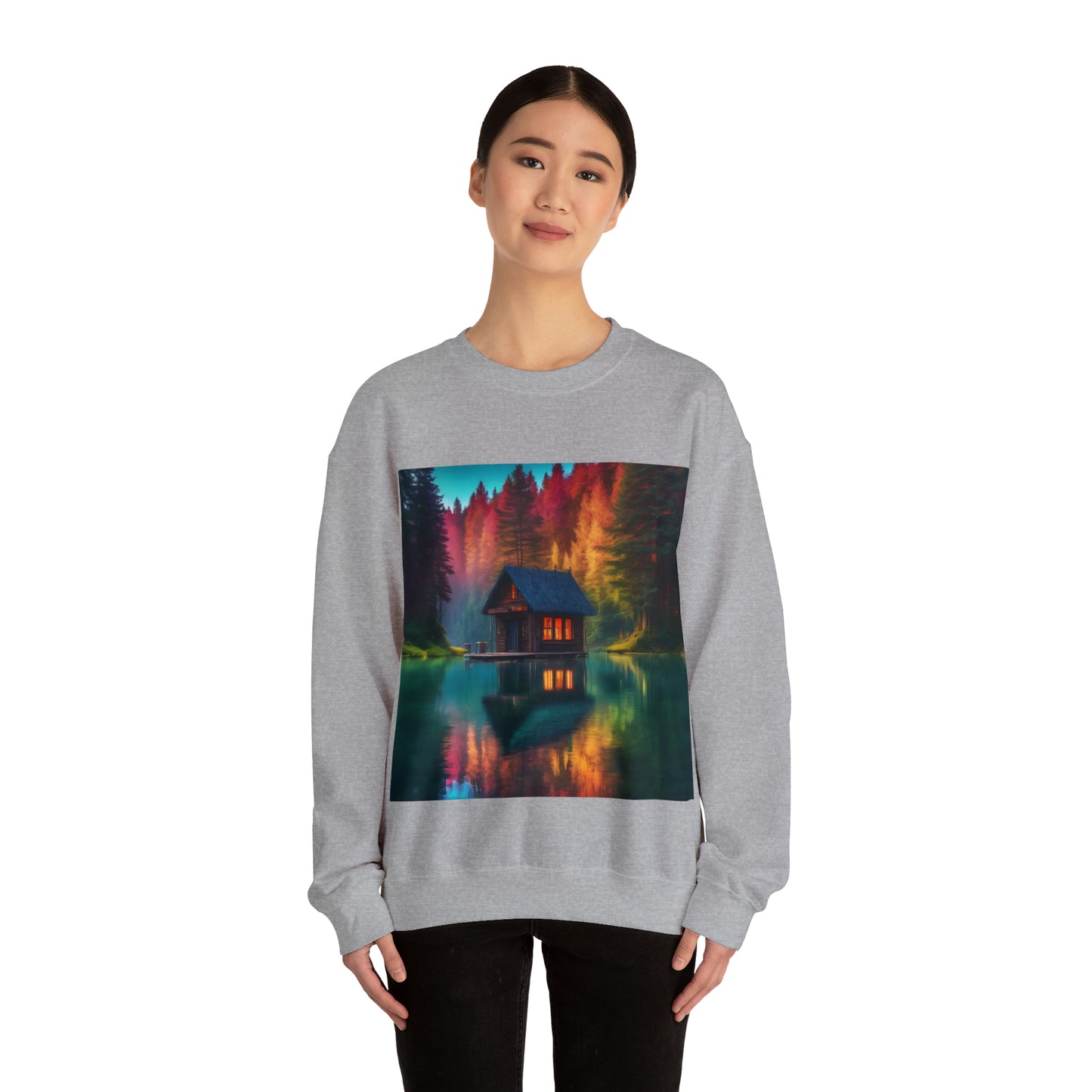 Cabin In Waters of Enchanted Forest Unisex Sweatshirt