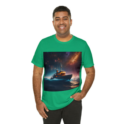 Cosmic Boat on Waters Unisex Short Sleeve T-Shirt