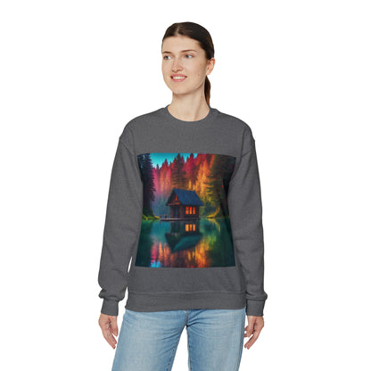 Cabin In Waters of Enchanted Forest Unisex Sweatshirt