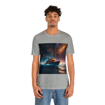 Cosmic Boat on Waters Unisex Short Sleeve T-Shirt